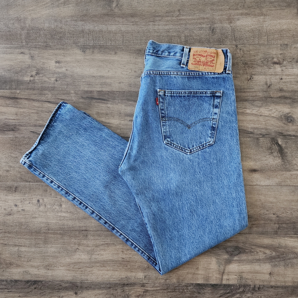 Levi's 501 Original Fit Straight Leg Blue Jeans Men's Size 38